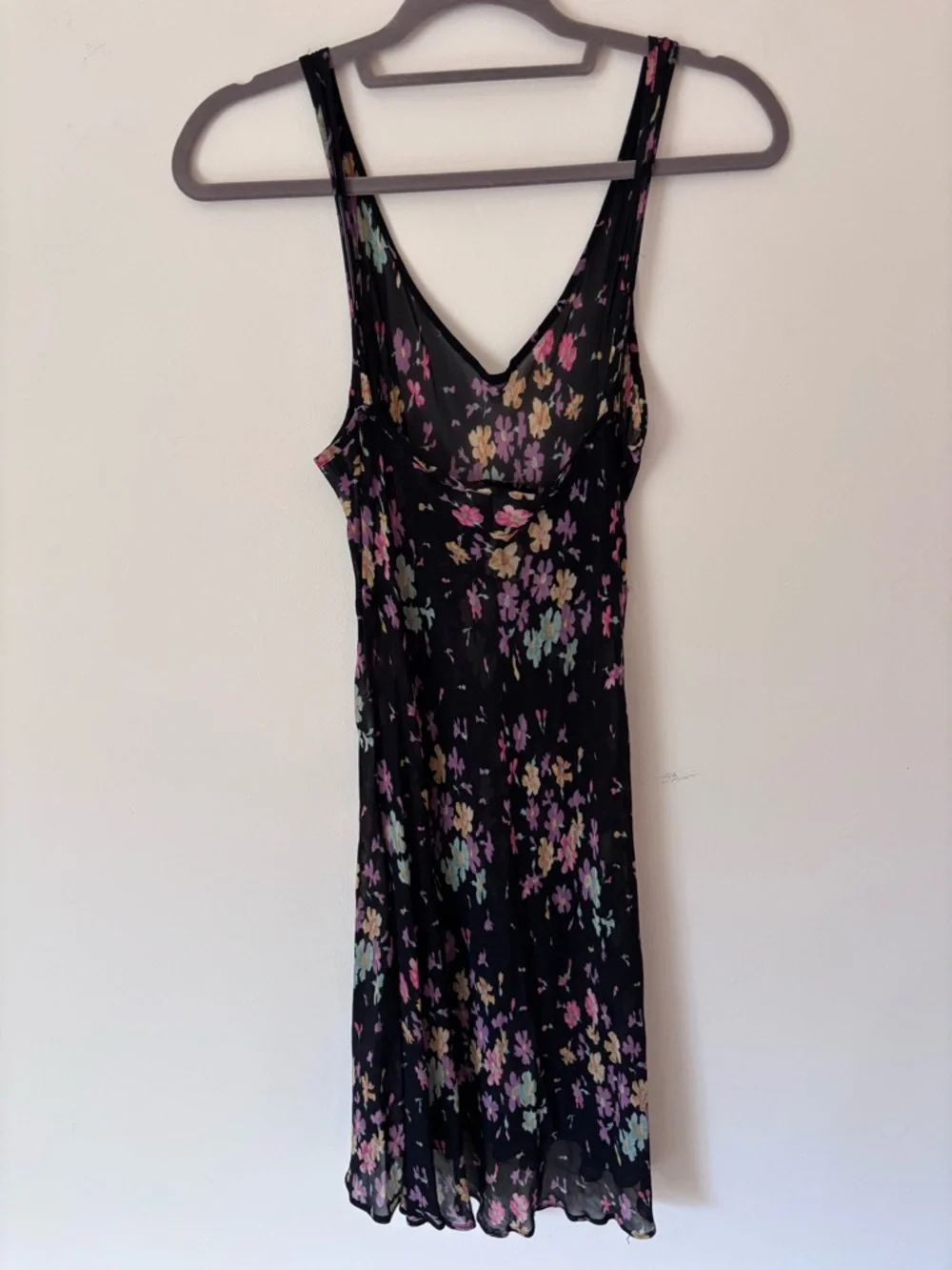 Vintage Betsey Johnson Black Floral Slip Dress with Pastel Accents - Picture 5 of 6
